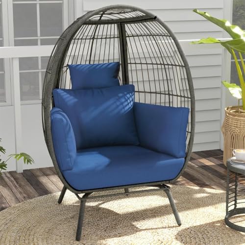 Oversized Wicker Egg Chair with Steel Frame Y144080