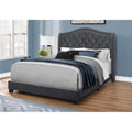 Dark Grey Velvet Queen Size Bed with Chrome Trim L82330