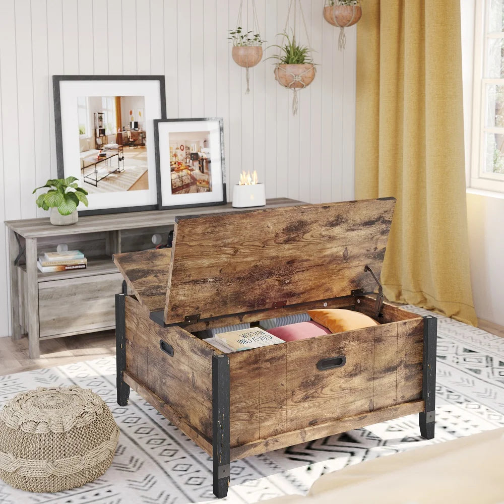 35.4" Square Coffee Table with Storage B15713
