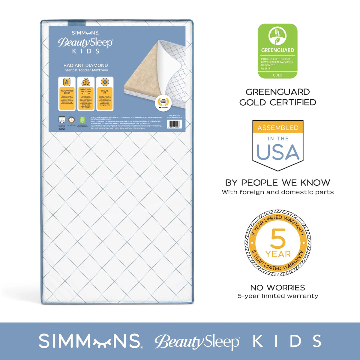 Waterproof Extra Firm Crib and Toddler Mattress O556971