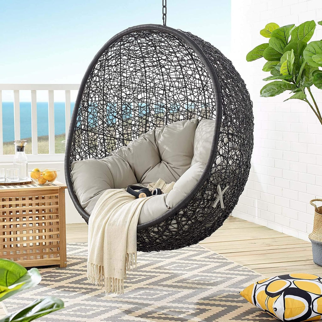 Black White Outdoor Patio Lounge Chair L145603