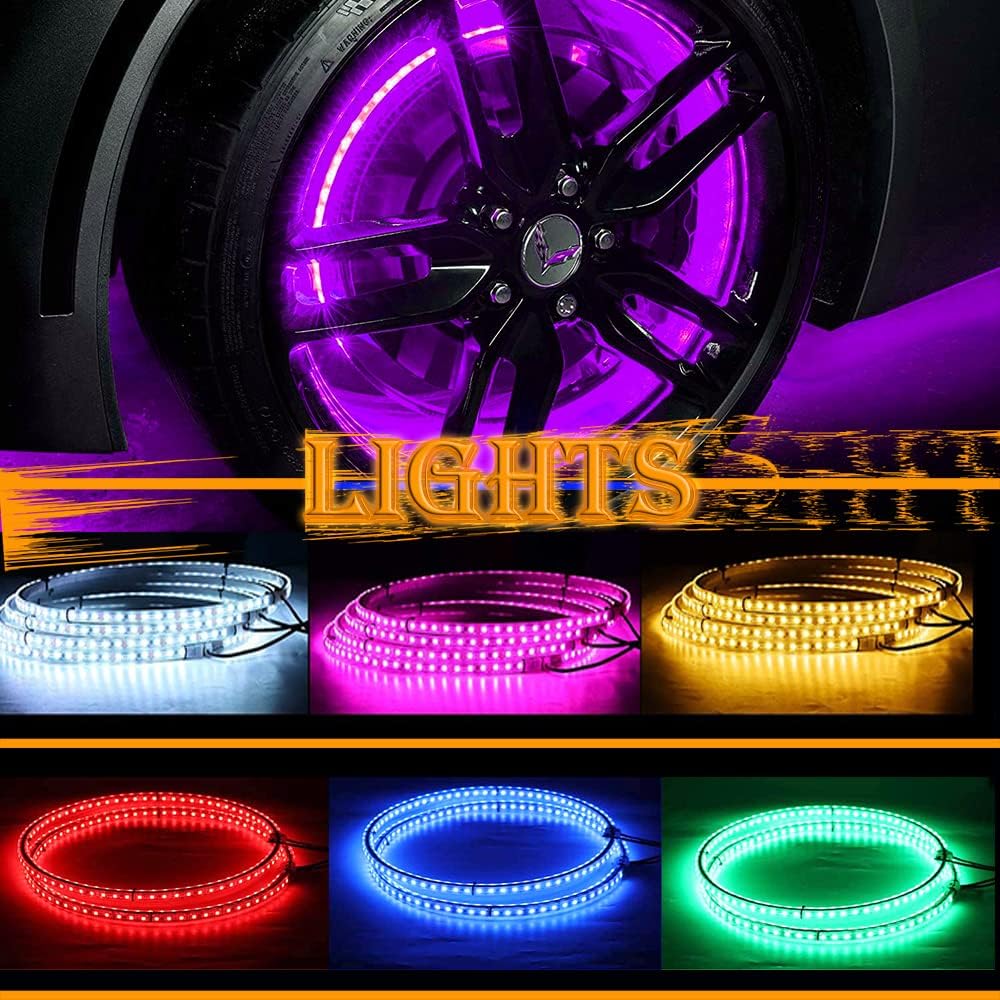 17IN RGB LED Wheel Ring Light Kit 4PCS Single Row Waterproof W392