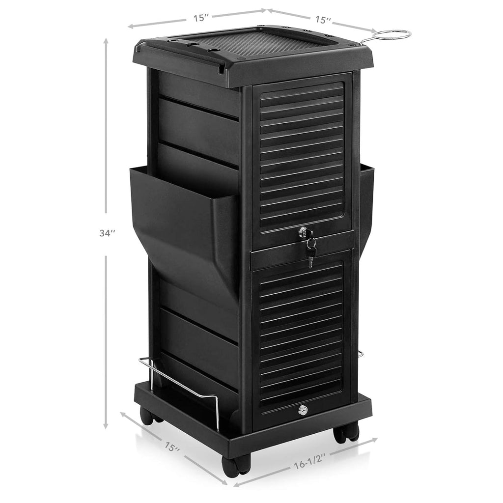 Black Rolling Trolley Cart with Pockets J9815