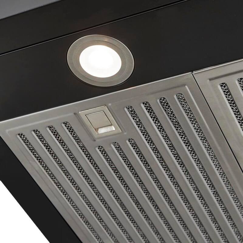 30 in. 350CFM Convertible T-Shape Wall Mount Range Hood in Black with Charcoal Filters and LED Lighting R994