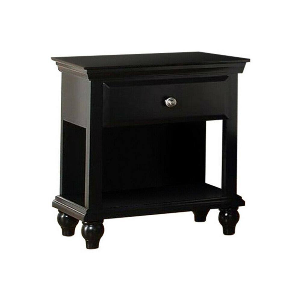 Black 1-Drawer Nightstand with Shelf A832