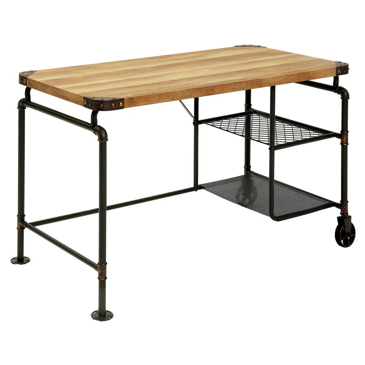 Metal Writing Desk with Casters in Antique Black J378341