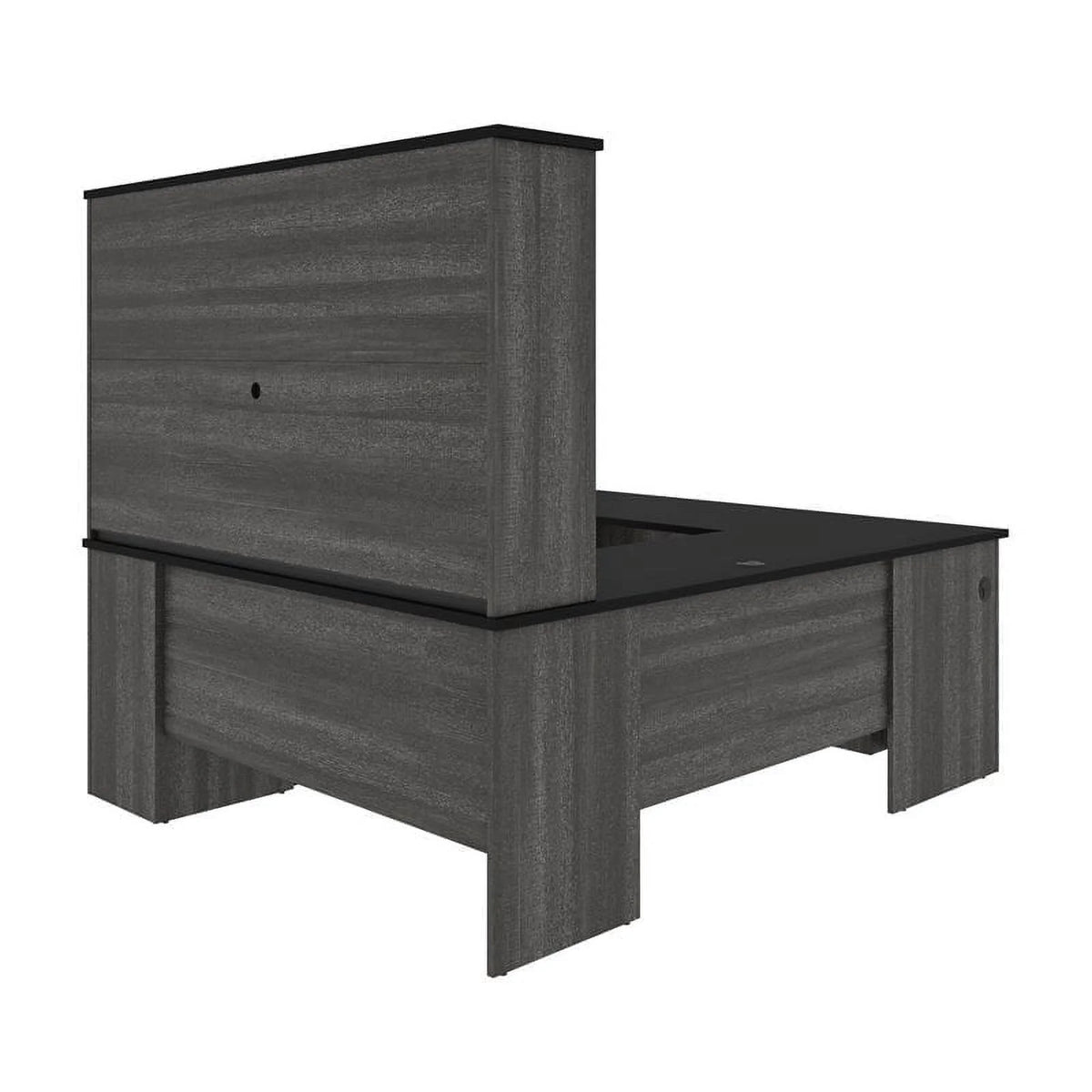 Black Bark Gray U Shaped Wood Computer Desk L446612