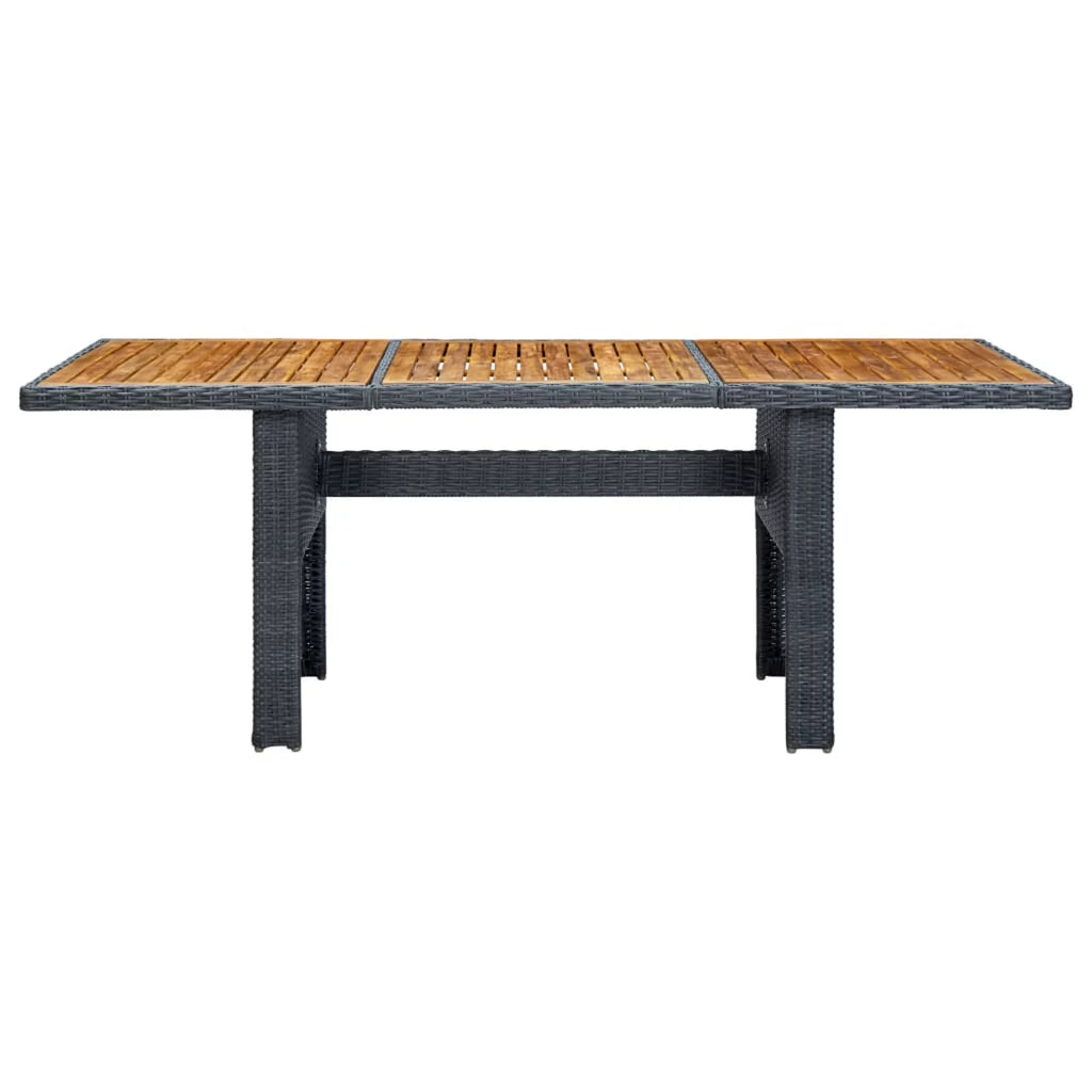 Acacia Wood Top Poly Rattan Outdoor Dining Table C99867