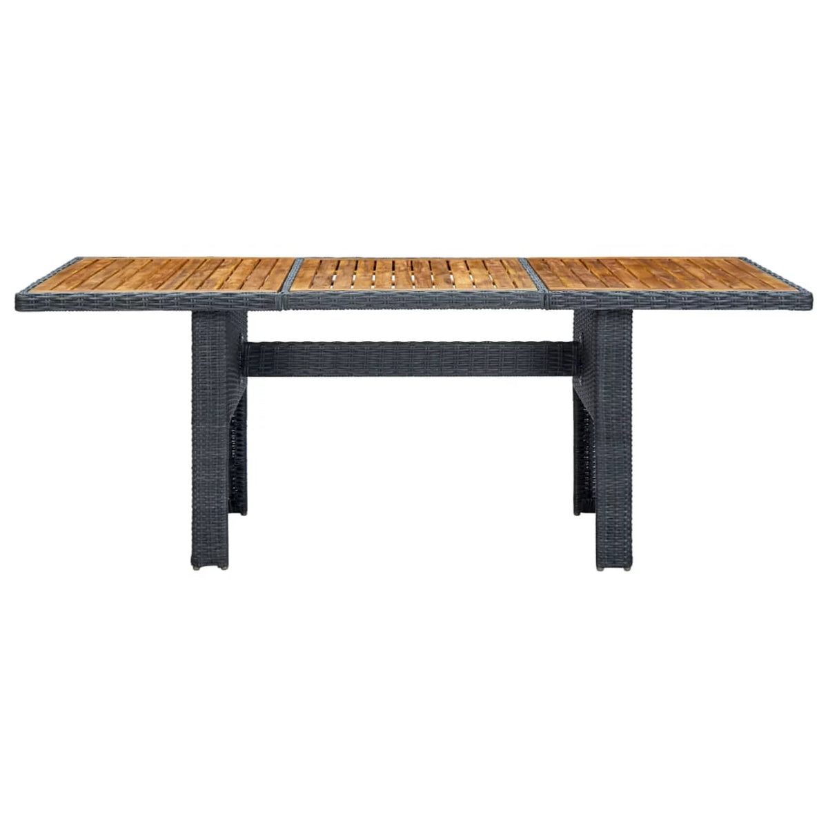 Acacia Wood Top Poly Rattan Outdoor Dining Table C99867
