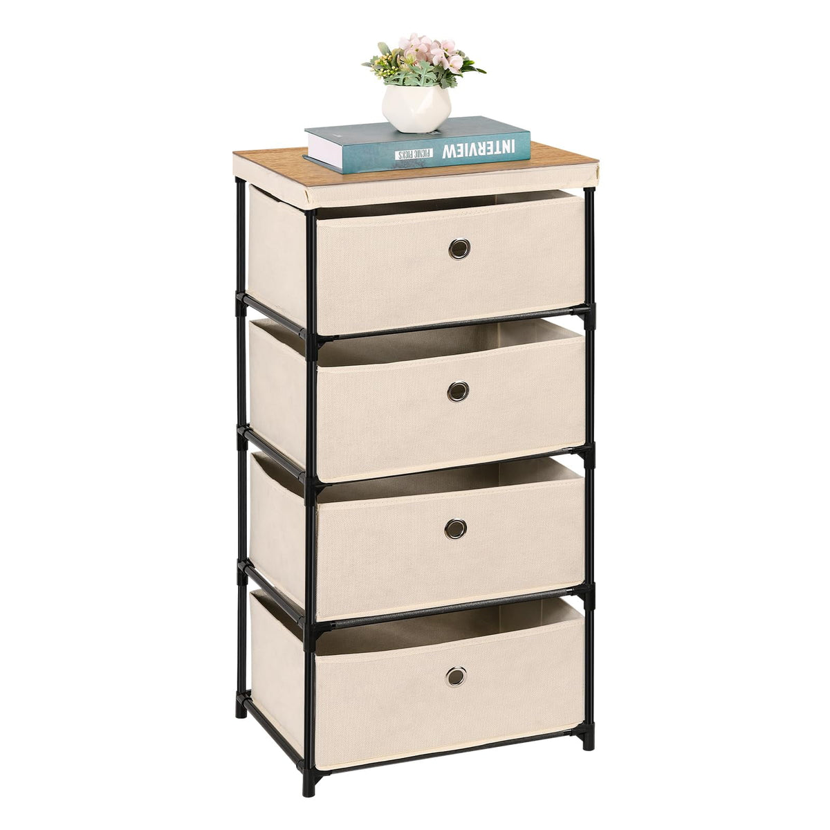 4 Drawer Fabric Storage Nightstand Y69768