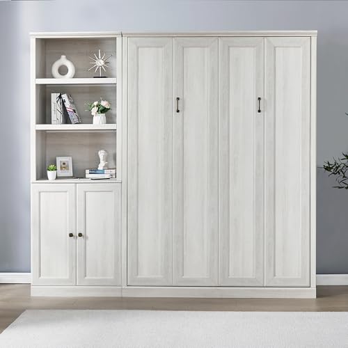 Full Size Brown Murphy Bed with Charging Station E393