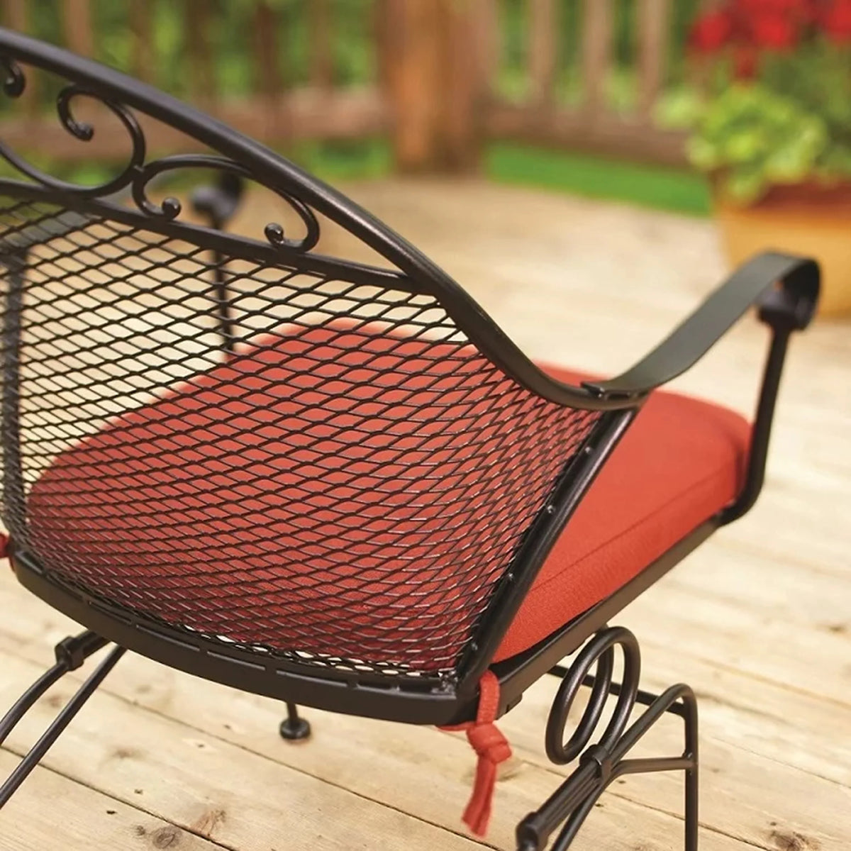 3-Piece Outdoor Metal Bistro Set with Red Cushion Y239524