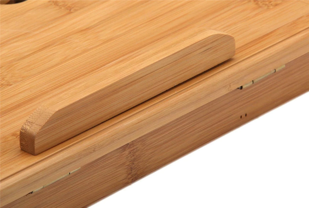 22" Bamboo Folding Laptop Stand with Drawer D112