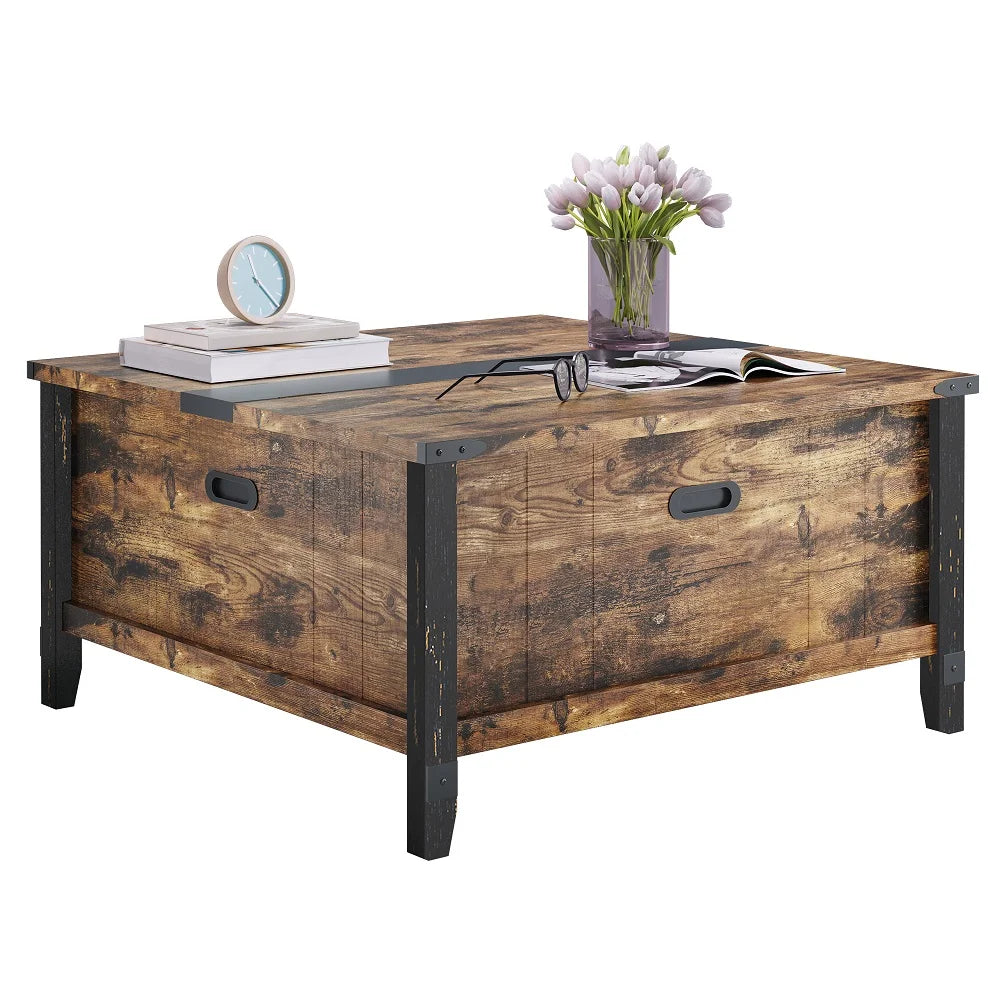 35.4" Square Coffee Table with Storage B15713