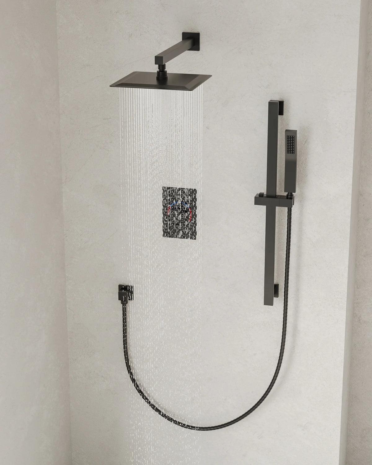 Matte Black 10 in. Shower Faucet Set with Handheld Slide Bar Y900198
