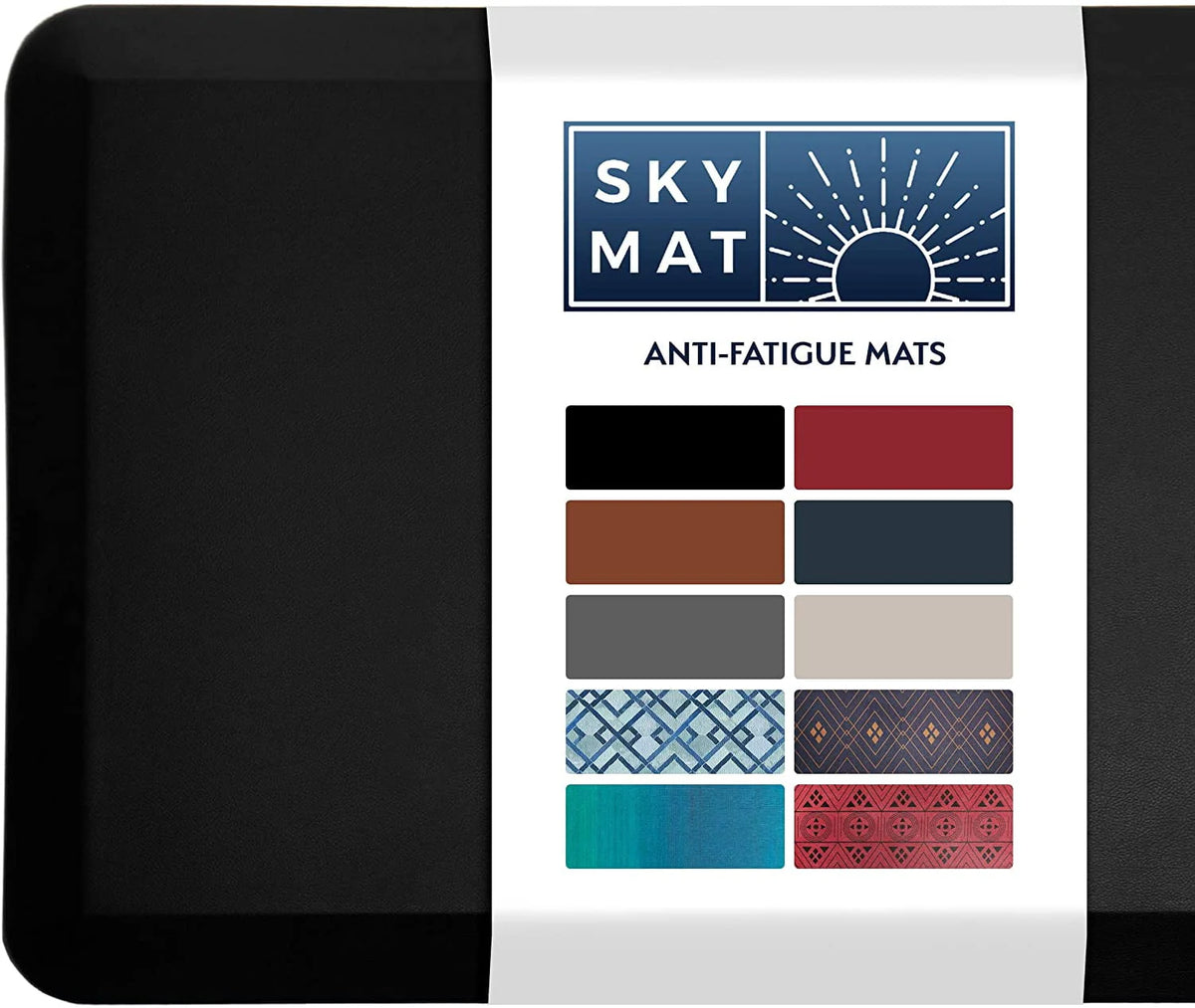 Anti Fatigue Cushioned 3/4 Inch Black Floor Mat V2517