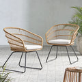 Wicker Outdoor Dining Chair with Cushion Set of 2 L922
