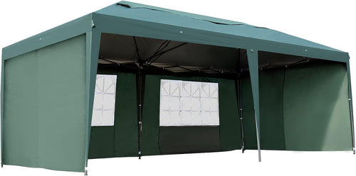 10' x 20' Pop Up Canopy Tent with 4 Removable Sidewalls and Carry Bag, White L7017