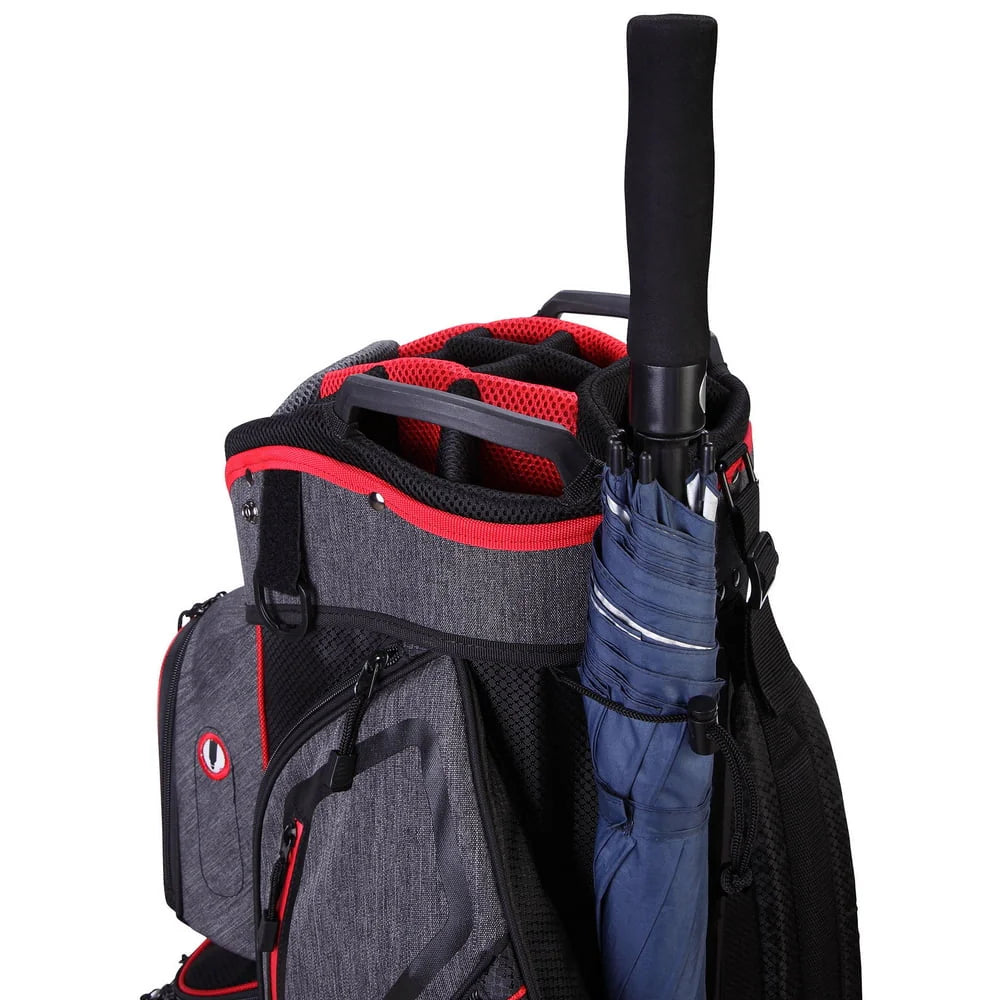 Golf Cart Bag with 14 Way Dividers Black Red T995