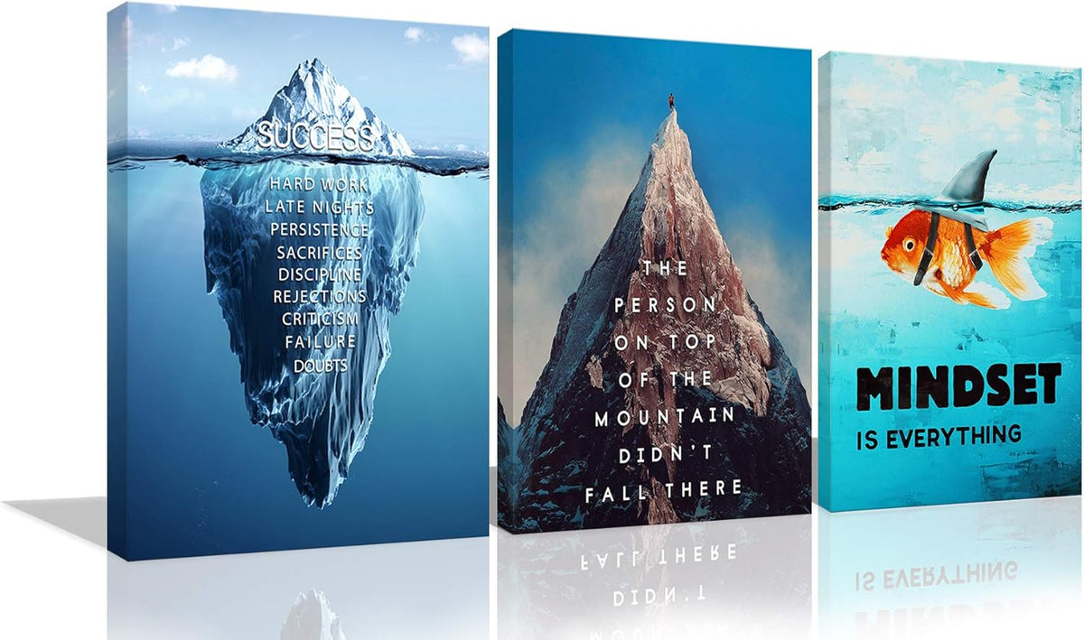 Inspirational Quote Canvas Wall Art 3 Panels 24x36x3 I279514