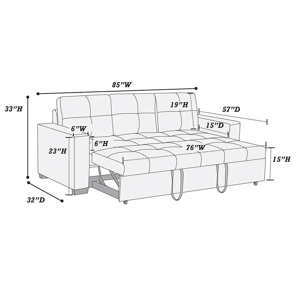 Faux Leather Convertible Sofa in Black H53966