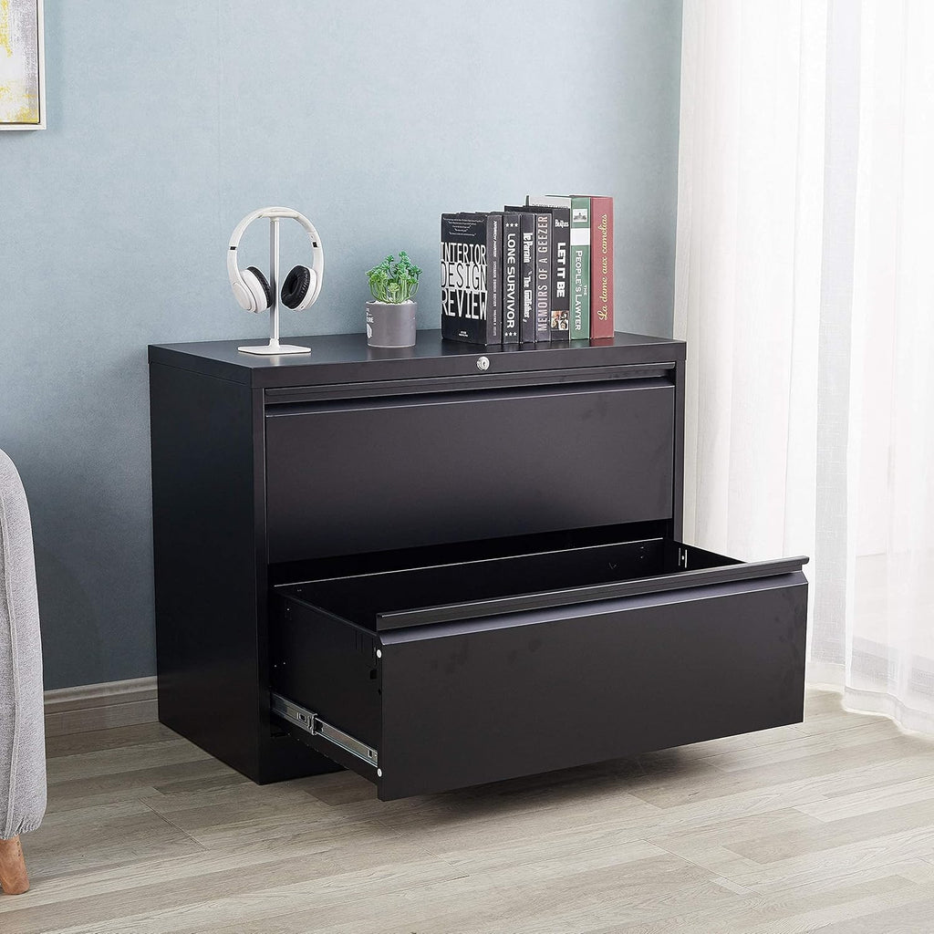 3 Drawer Black Metal Lateral File Cabinet with Lock J1775