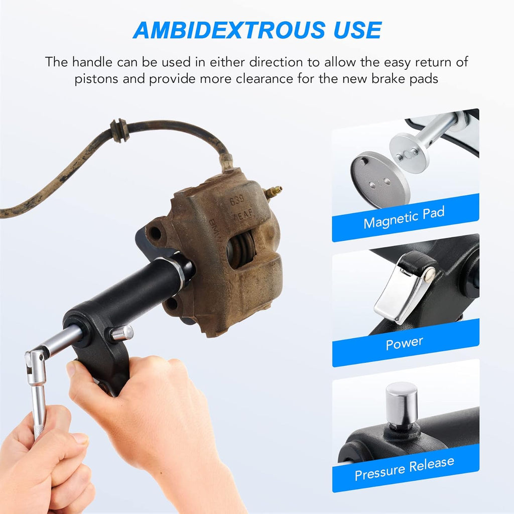 23pc Pneumatic Brake Caliper Compression Tool with 22 Disc Adapters and 2 Caliper Hangers I663015