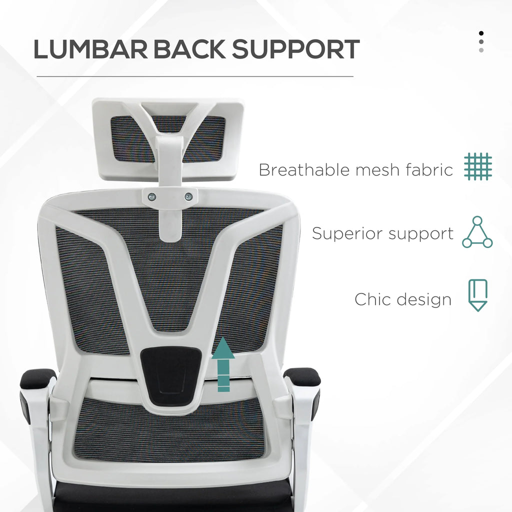 Black Home Office Chair with Adjustable Headrest and Lumbar Support J83426