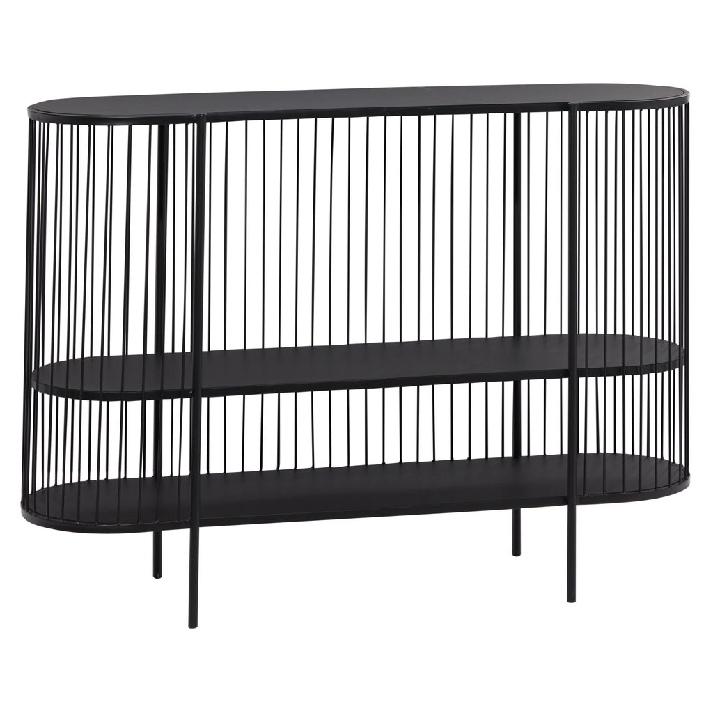 48" x 34" Black Metal 2 Shelf Console Table C67397