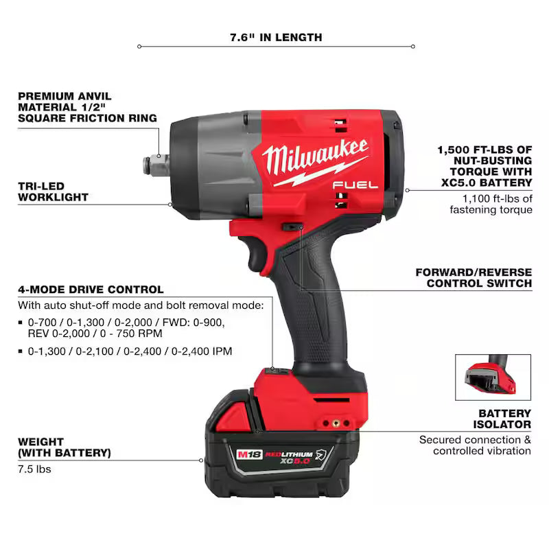 18V Lithium-Ion Brushless Cordless 1/2 in. Impact Wrench Kit R6607
