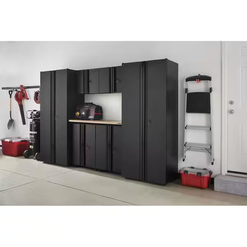 7 Piece Welded Steel Garage Storage System Black N919292