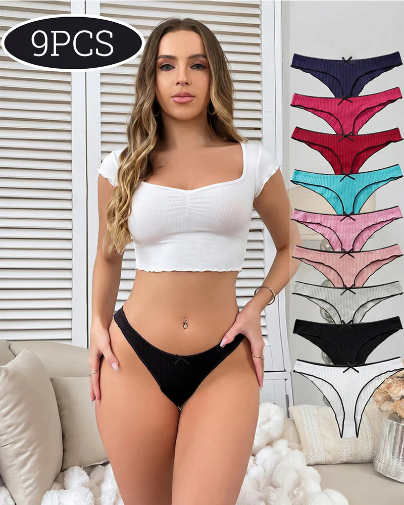 Women's Low Waist Thong 9 Pack Cotton F3023