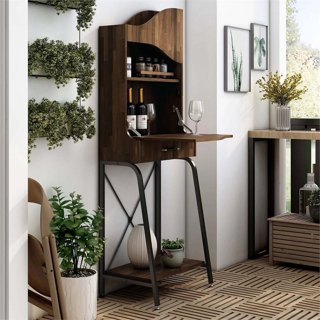 Wood 2-Shelf Mini Bar C4894