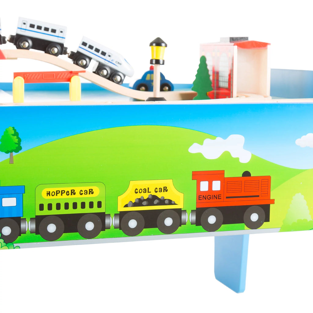 Wooden Train Set & Table with 75 Pieces L8249