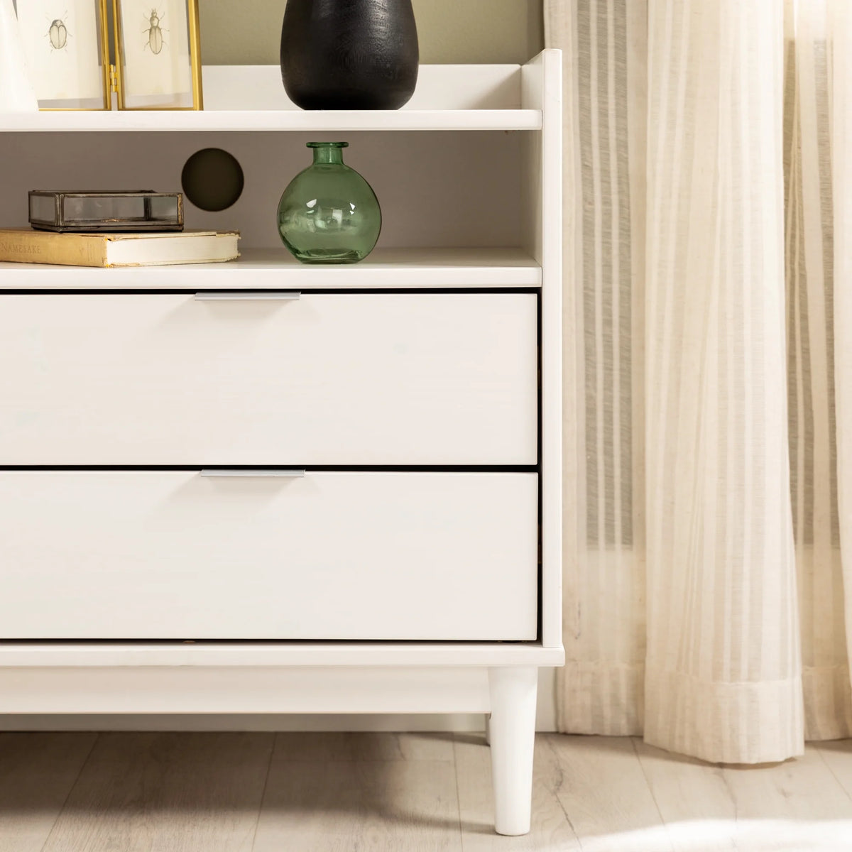 White 2-Drawer Wood Nightstand U4751