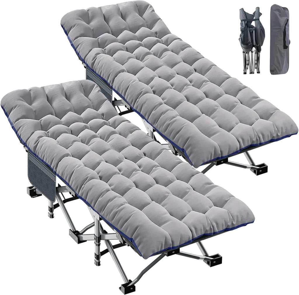 2 Pack Folding Camping Cot with Mattress and Carry Bag G4994