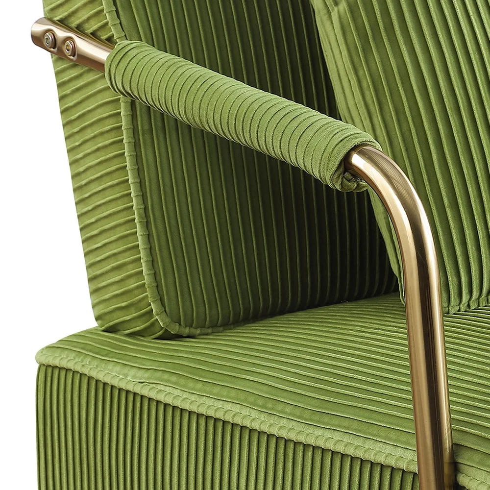Olive Green Velvet Upholstered Loveseat Sofa with 2 Pillows K7574