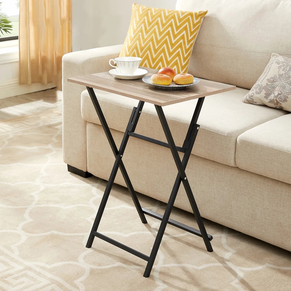 Folding Tray Side Table, Rustic Brown and Black B216