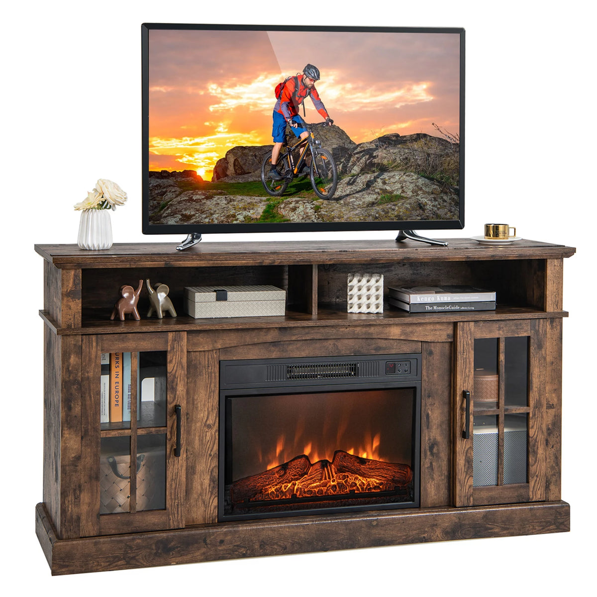 58'' Fireplace TV Stand with 1400W Electric Fireplace B209655