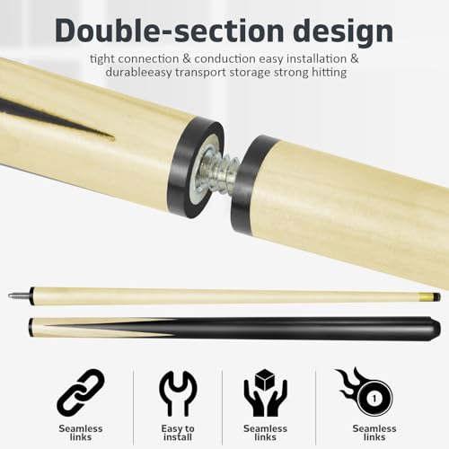 Pool Cue Stick 11mm Fiber Leather Tip 36inch Set of 2 B506917