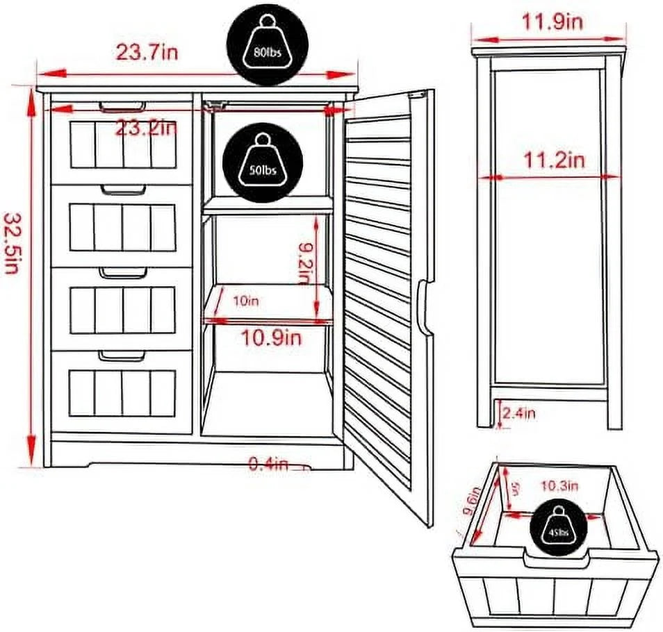 4 Drawer Freestanding Bathroom Cabinet K811722
