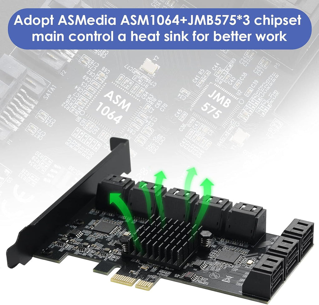 1X PCIE SATA Card 16 Ports with 16 SATA Cables L364