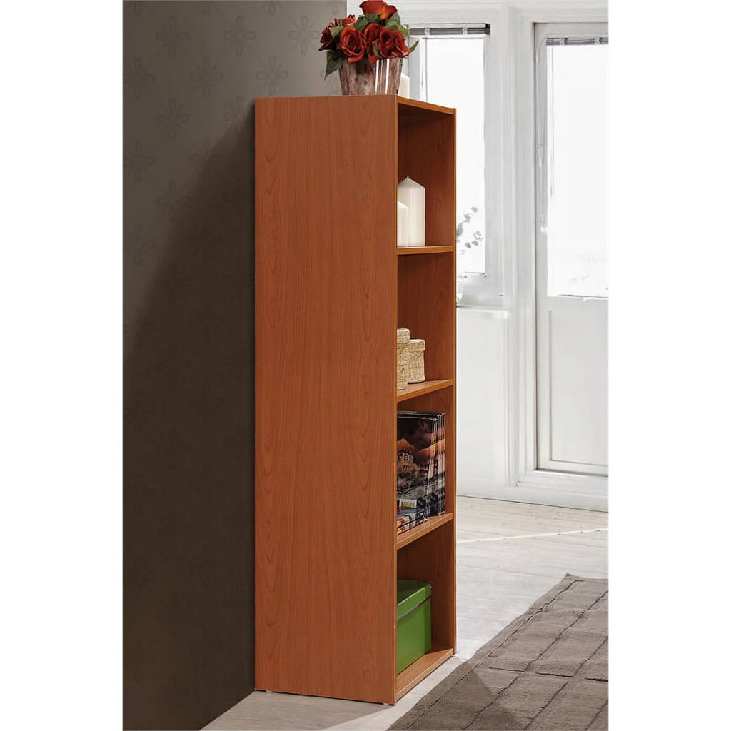 Four Shelf Wooden Bookcase in Cherry Finish K5348