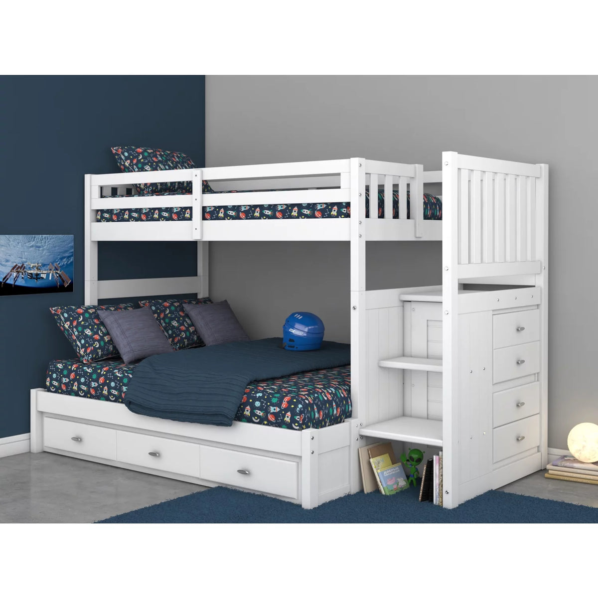 Solid Pine Bunk Bed in Casual White U37592