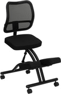 Black Ergonomic Kneeling Chair with Mesh Back and Fabric Seat L4853