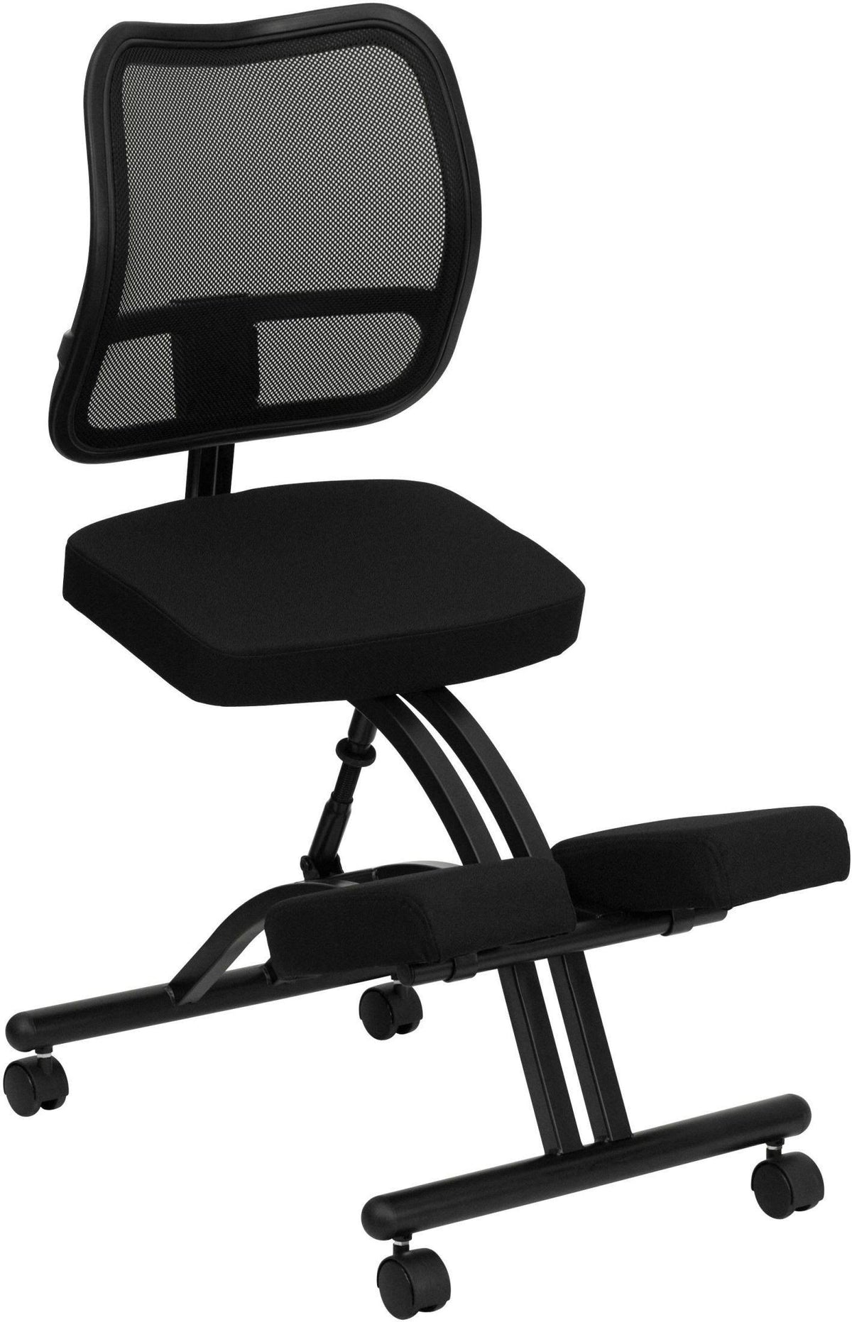 Black Ergonomic Kneeling Chair with Mesh Back and Fabric Seat L4853