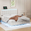 Full Size Black Upholstered Platform Bed Frame with LED Lights G451