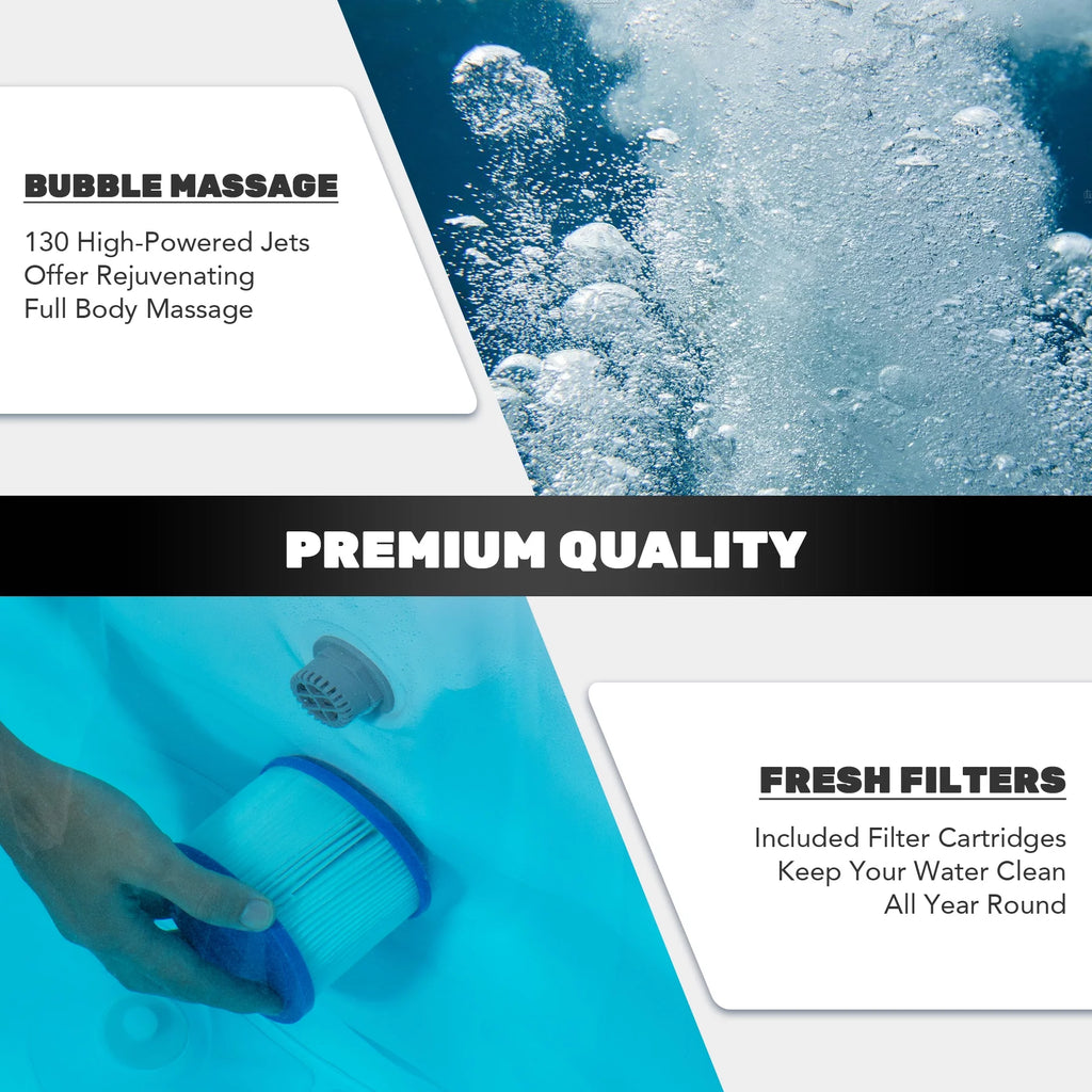 6 Person 7ft Inflatable Hot Tub Pool with Massage Jets Gray K122