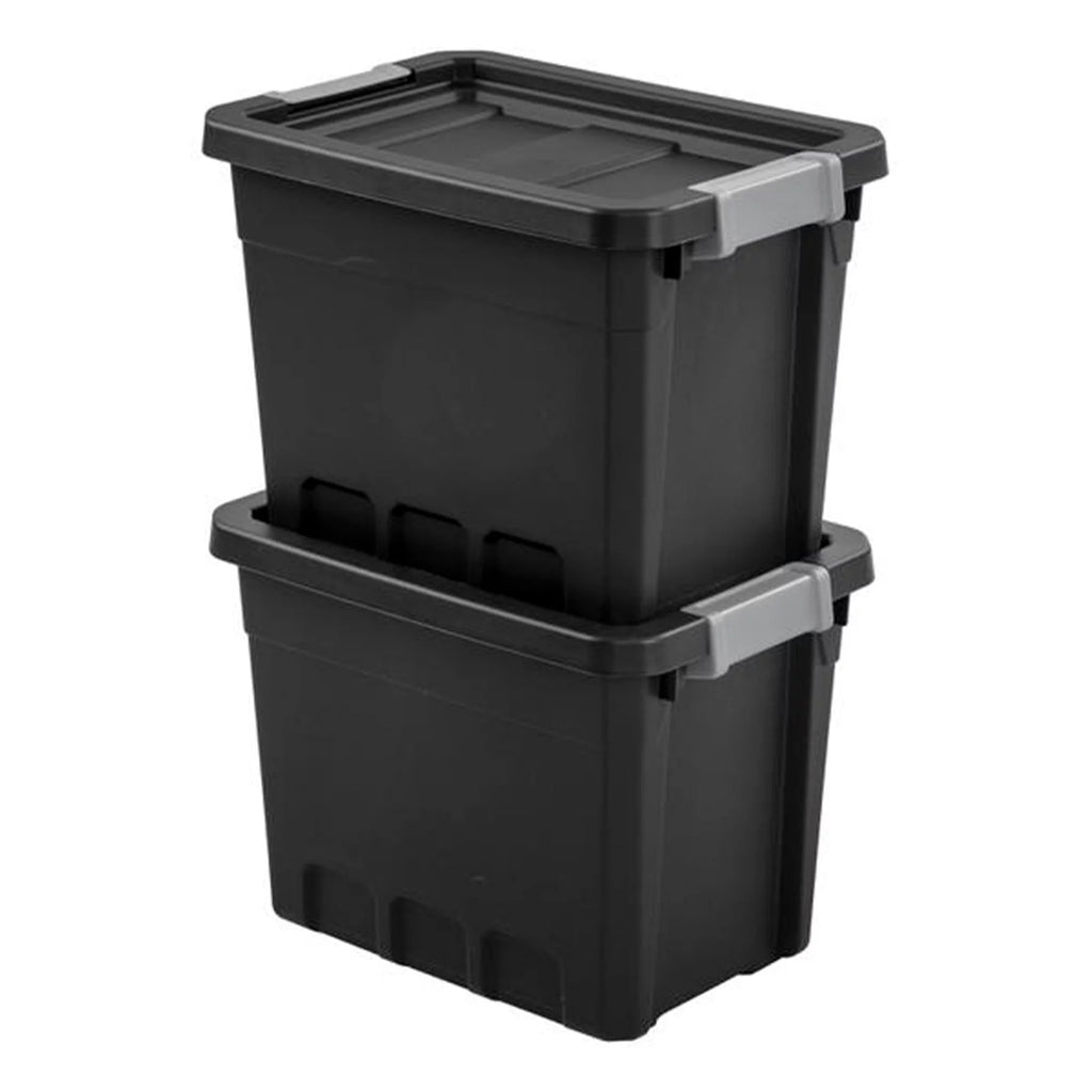 7.5 Gallon Storage Totes with Latch Lids, Black 6 Pack I19977