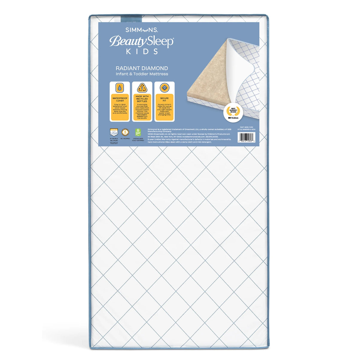 Waterproof Extra Firm Crib and Toddler Mattress O556971